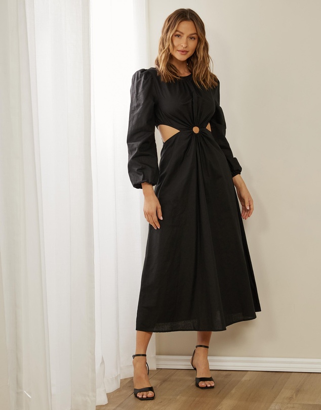 Women Midi Dresses | Goldie Linen Blend Midi Dress – EI80064