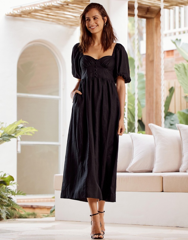 Women Midi Dresses | Corset Linen Midi Dress – MJ92163