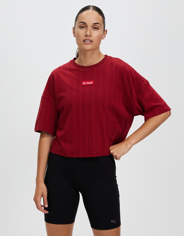 Women Sports Short Sleeve T-Shirts | Puma X Coca Cola Relaxed AllOverPrint Tee – AK14722