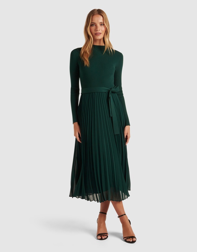 Women Long Sleeve Dresses | Penelope Woven Mix Knit Dress – XX56371