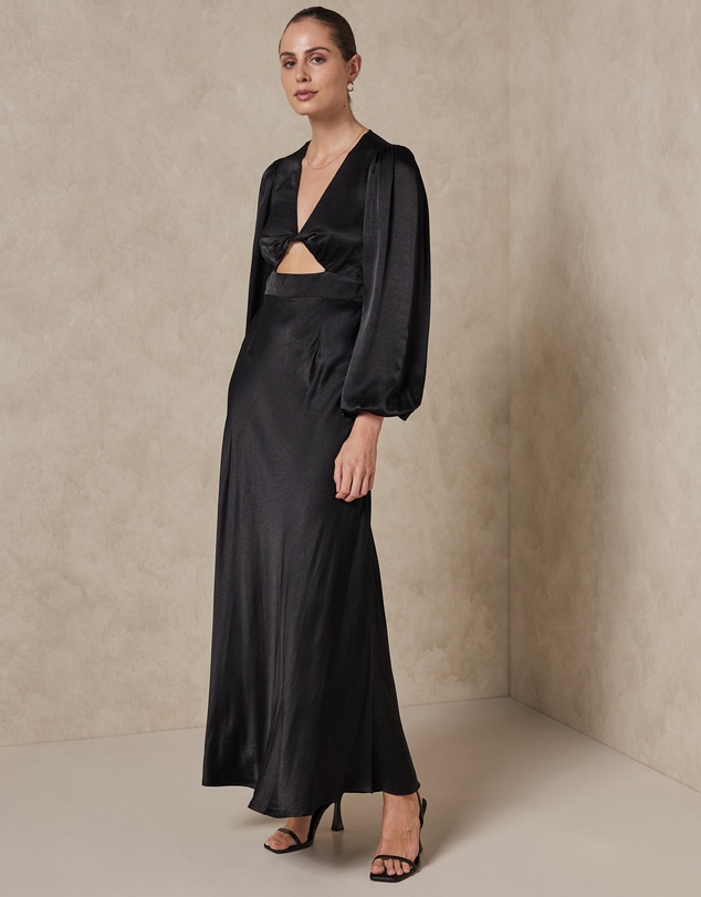 Women Midi Dresses | Long Sleeve Satin Midi Dress – BB21686