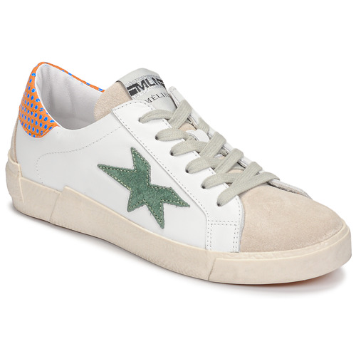 Women Low top trainers | Meline NK1364 White / Green – CFK6530