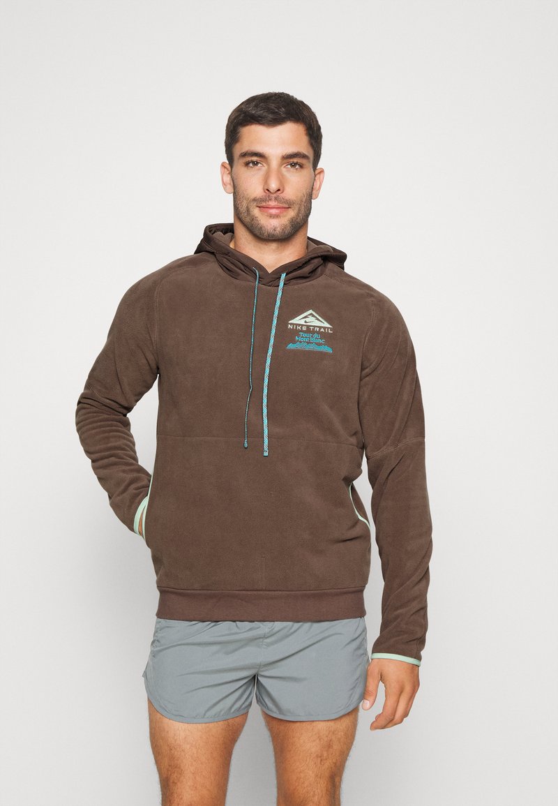 Men’s Sports Hoodies | Nike Performance TRAIL HOOD  – Sweatshirt – ironstone/enamel green/brown – RD10415