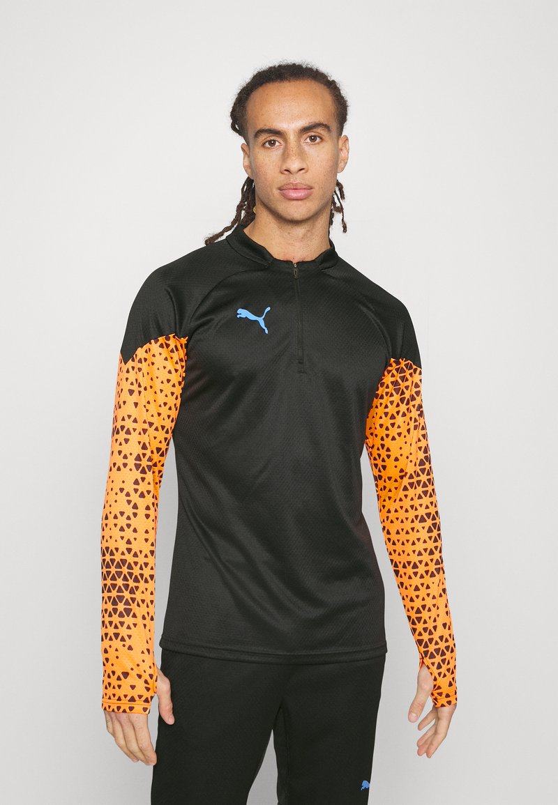 Men’s Longsleeves | Puma INDIVIDUALCUP TRAINING 1/4 ZIP – Long sleeved top – black/ultra orange/black – PZ30341