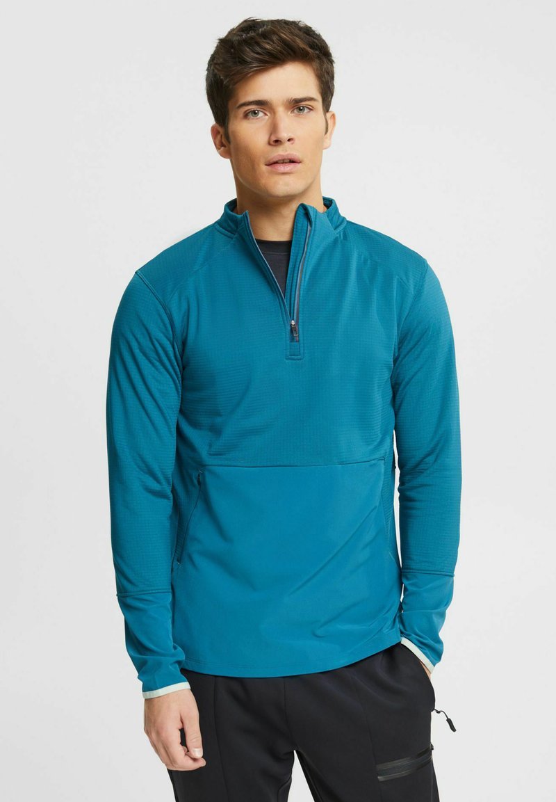 Men’s Sweatshirts | Esprit Sports LONGSLEEVE MIT HALBEM ZIPPER – Sweatshirt – dark turquoise/dark green – EH09669